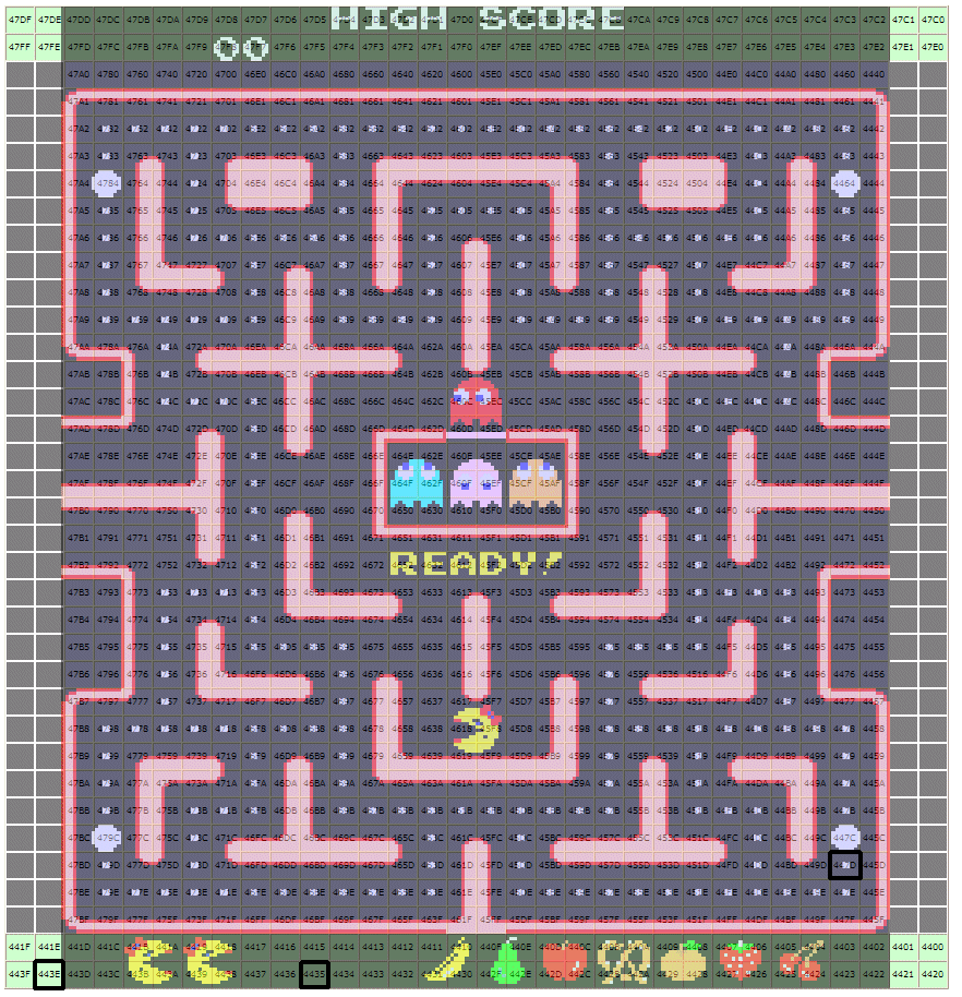 Ms. Pac Man Level 131 Color Bug Diagram